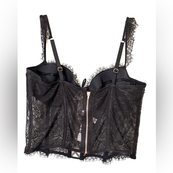 Victoria's Secret Bustier Bra Black Zip up Black Lace Medium Sexy Dream Angels - Picture 7 of 11